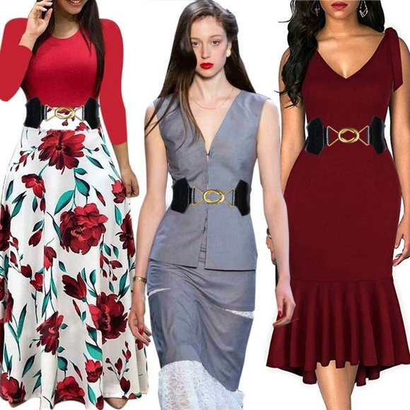 Women\'s Stretchy Wide Belt Dress Belts Vintage main image 4